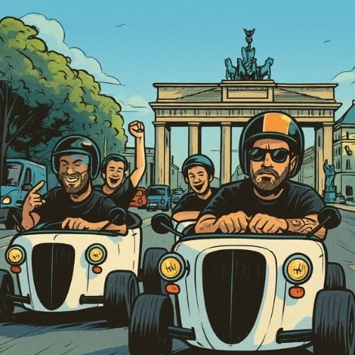 Erlebe die Hot-Rod-Tour durch Berlin, vorbei an historischen Wahrzeichen und beeindruckender Architektur.